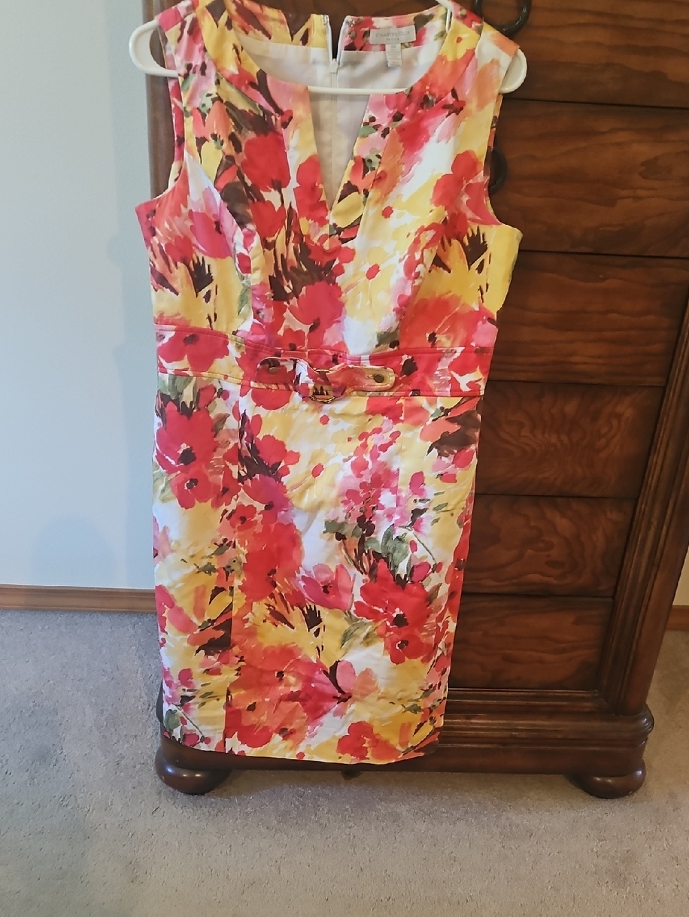 Charter Club Floral Sheath Midi Dress in Pink, Yellow & White